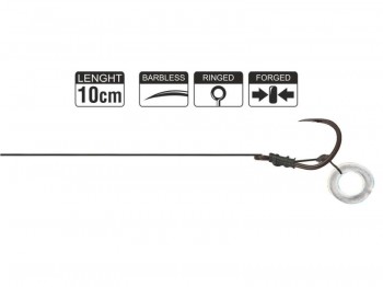 Haczyk z przyponem HIKARA Method Feeder Braided Barbless Extreme Ring Black Chrome Nr 10/25LBS