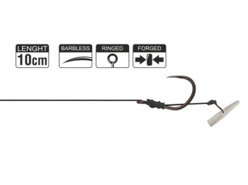 Haczyk z przyponem HIKARA Method Feeder Braided Barbless Extreme Quick Black Chrome Nr 08/25LBS