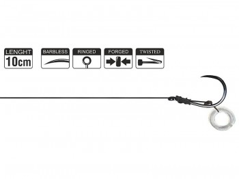 Haczyk z przyponem HIKARA Method Feeder Braided Barbless Select Ring Black Chrome Nr 10/25LBS