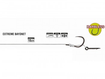 Haczyk z przyponem HIKARA Method Feeder Barbless Extreme Bay Black Chrome Nr 10/0.22mm x5