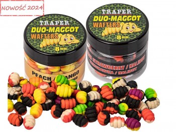 Maggot Wafters TRAPER Method Feeder Duo Color  8mm 25g Truskawka Halibut
