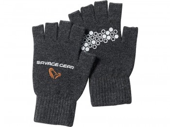 R�kawice SAVAGE GEAR Knitted Half Figer Glove Roz. L Dark