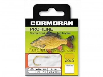 Haczyk z przyponem CORMORAN Profiline Karpfenhaken Gold Nr 4x10