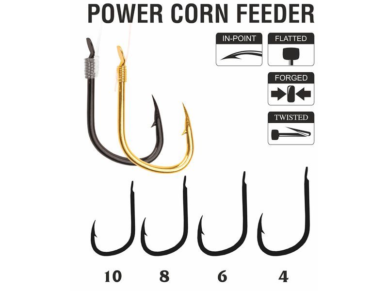 Haczyk z przyponem HIKARA Feeder Power Corn BN Nr 04/0.24mmx10