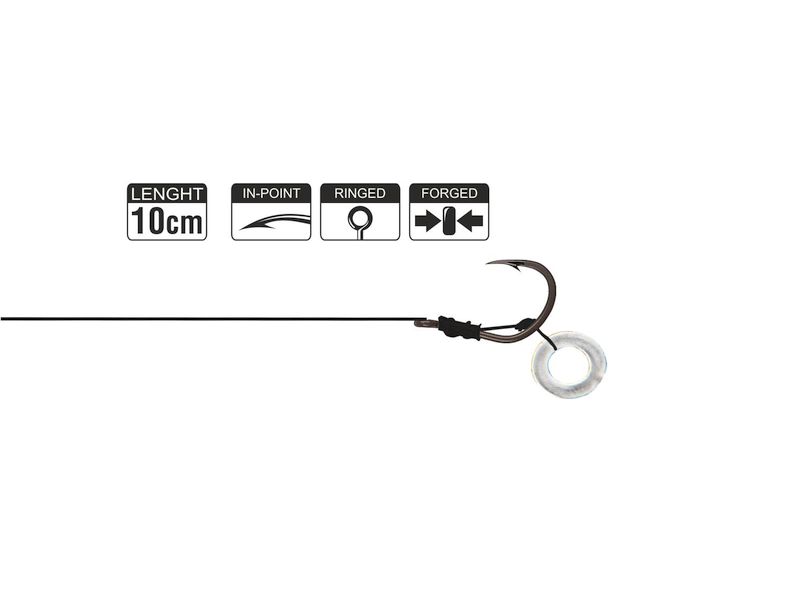 Haczyk z przyponem HIKARA Method Feeder Braided Extreme Ring Black Chrome Nr 08/25LBS