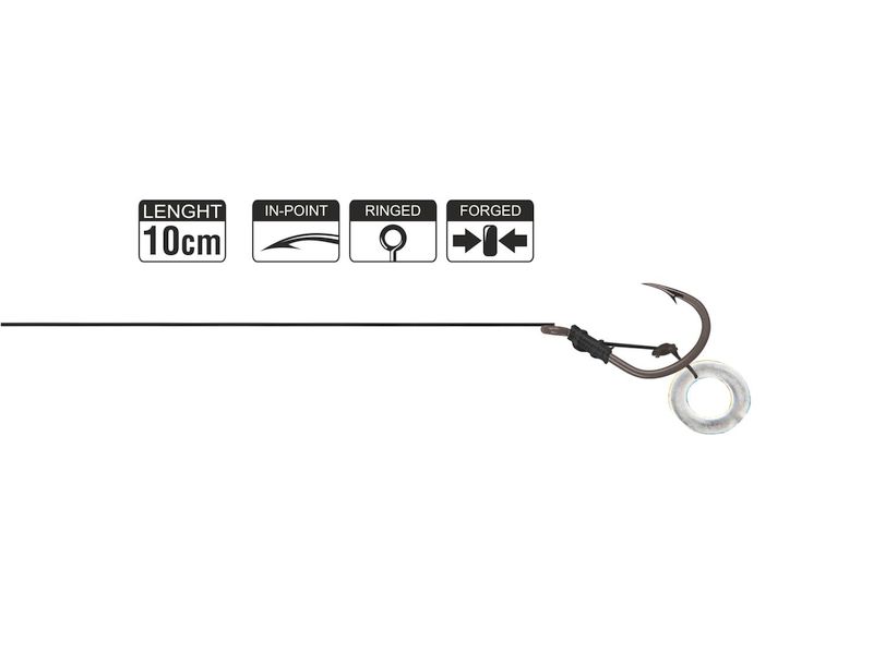 Haczyk z przyponem HIKARA Method Feeder Braided Classic Ring Black Chrome Nr 10/25LBS