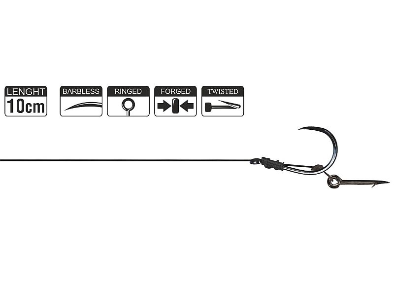 Haczyk z przyponem HIKARA Method Feeder Braided Barbless Select Bayon Black Chrome Nr 10/25LBS