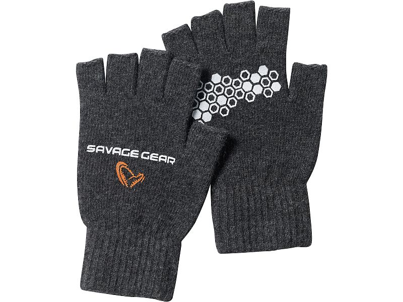 R�kawice SAVAGE GEAR Knitted Half Figer Glove Roz.  M Dark