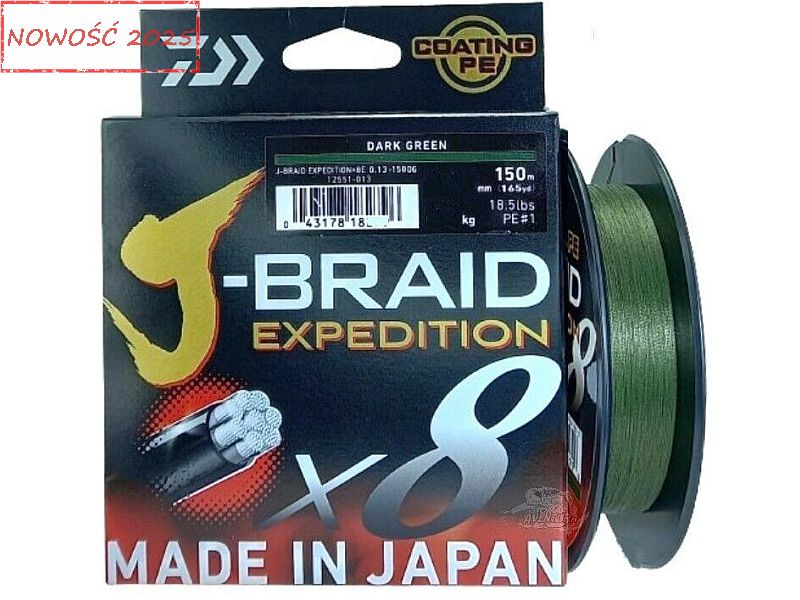 Plecionka DAIWA J-Braid X8E Expedition Dark Green 150m 0.18mm