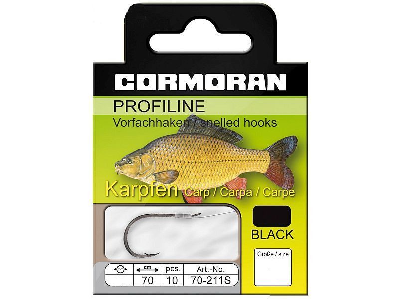 Haczyk z przyponem CORMORAN Profiline Karpfenhaken Schwarz Nr 2x10