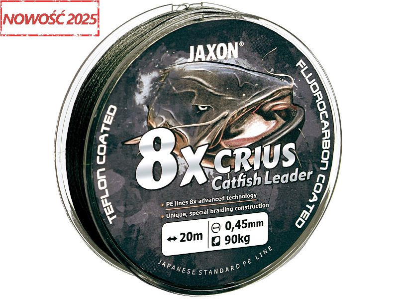 Plecionka JAXON CRIUS 8X CatFish Leader Black 20m 0.45mm 90kg